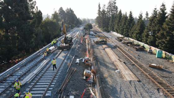 Interlocking renewal being done on the A65 interlocking in the city of Hayward California